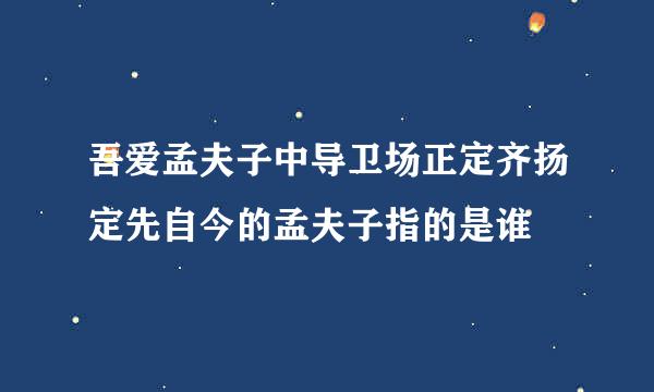 吾爱孟夫子中导卫场正定齐扬定先自今的孟夫子指的是谁