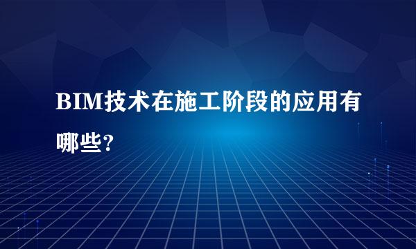 BIM技术在施工阶段的应用有哪些?