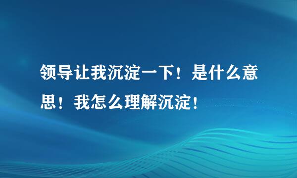 领导让我沉淀一下！是什么意思！我怎么理解沉淀！