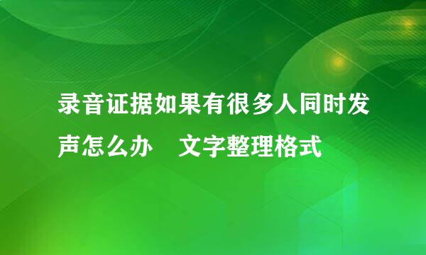 录音证据如果有很多人同时发声怎么办 文字整理格式