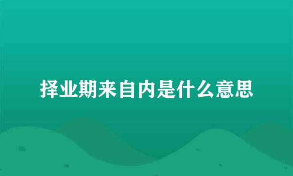 择业期来自内是什么意思