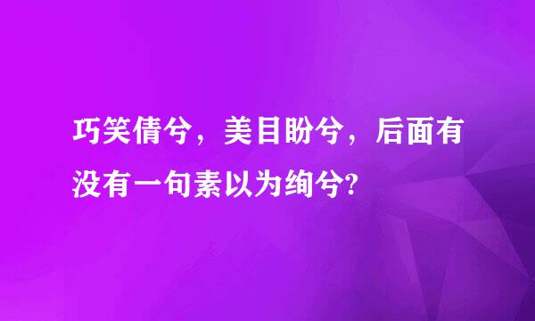 巧笑倩兮，美目盼兮，后面有没有一句素以为绚兮?