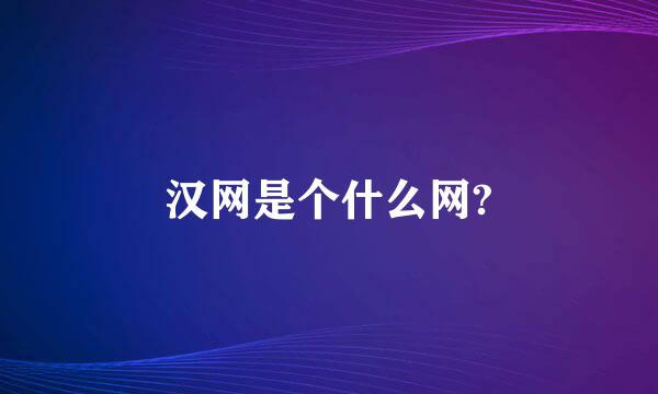 汉网是个什么网?