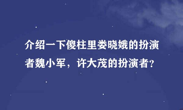 介绍一下傻柱里娄晓娥的扮演者魏小军，许大茂的扮演者？