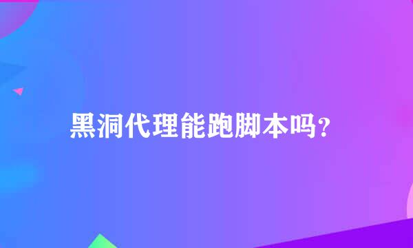 黑洞代理能跑脚本吗？