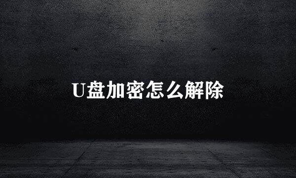 U盘加密怎么解除