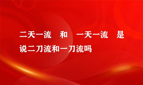 二天一流 和 一天一流 是说二刀流和一刀流吗