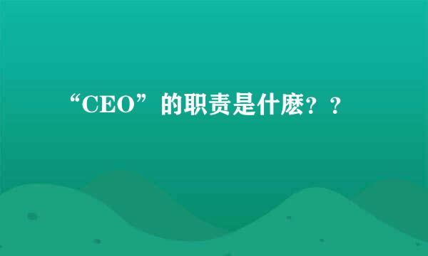 “CEO”的职责是什麽？？