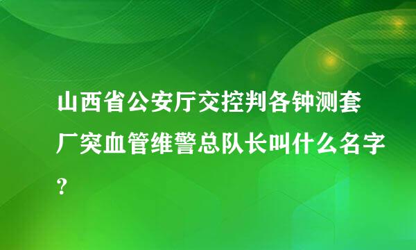 山西省公安厅交控判各钟测套厂突血管维警总队长叫什么名字？