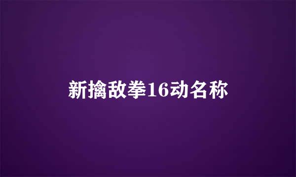 新擒敌拳16动名称