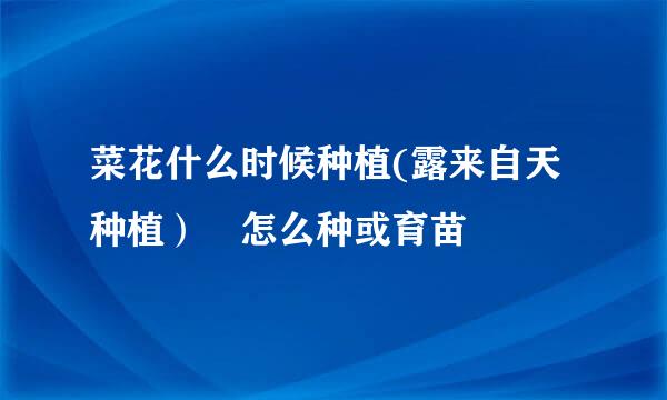 菜花什么时候种植(露来自天种植） 怎么种或育苗