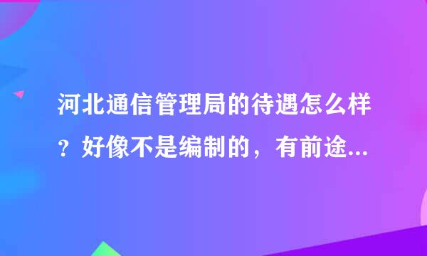 河北通信管理局的待遇怎么样？好像不是编制的，有前途吗，请知情的指教