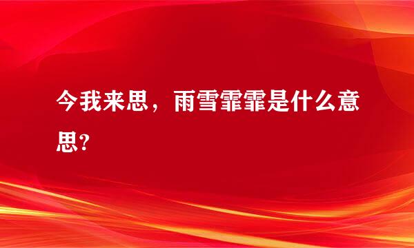 今我来思，雨雪霏霏是什么意思?