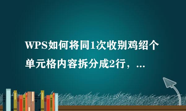 WPS如何将同1次收别鸡绍个单元格内容拆分成2行，来自如图一变图二