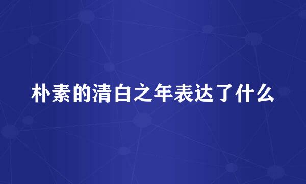 朴素的清白之年表达了什么