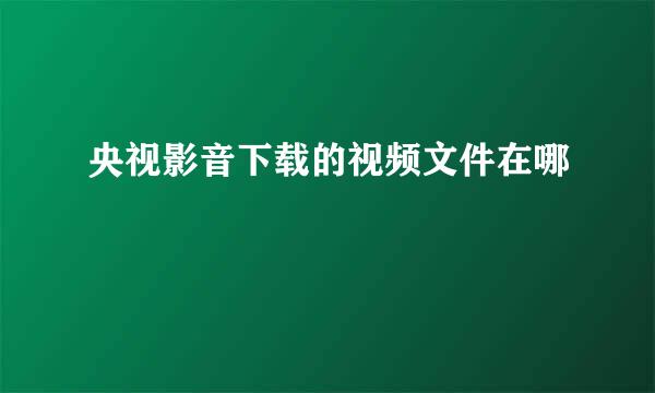 央视影音下载的视频文件在哪