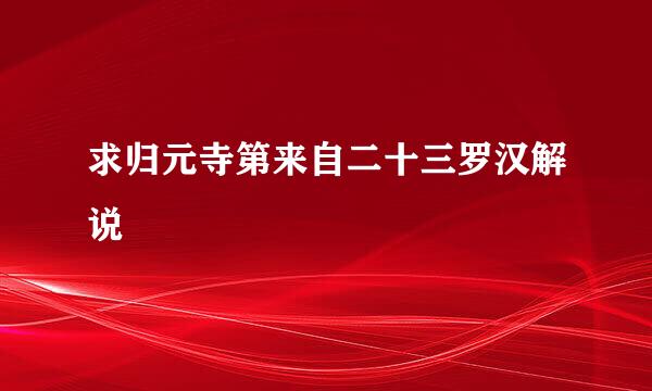 求归元寺第来自二十三罗汉解说