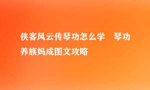 侠客风云传琴功怎么学 琴功养族妈成图文攻略