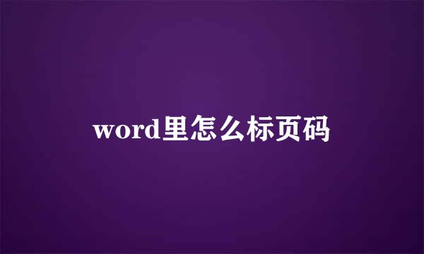 word里怎么标页码