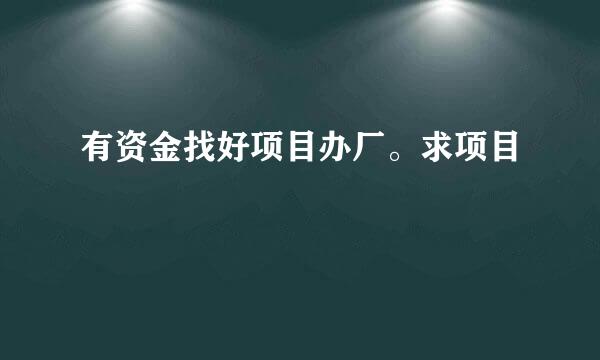 有资金找好项目办厂。求项目