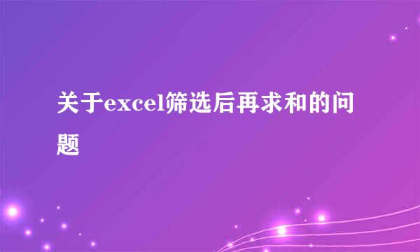 关于excel筛选后再求和的问题