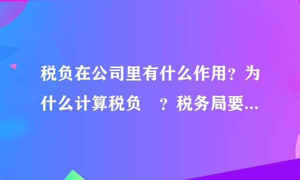 税负在公司里有什么作用？为什么计算税负 ？税务局要求什么？谢谢百度知道