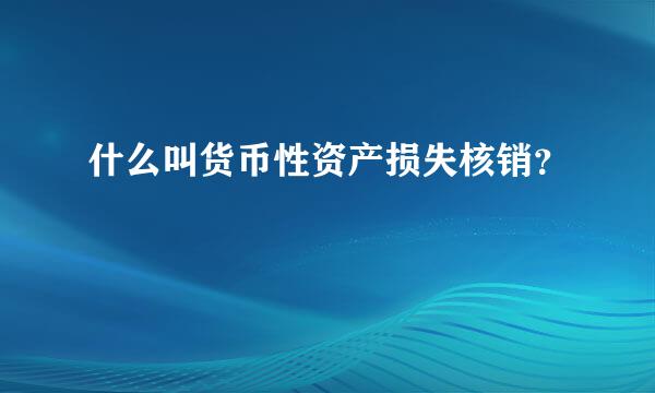 什么叫货币性资产损失核销？