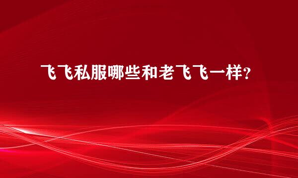 飞飞私服哪些和老飞飞一样？