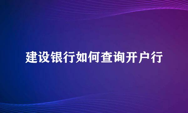 建设银行如何查询开户行