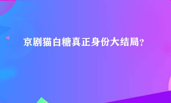 京剧猫白糖真正身份大结局？