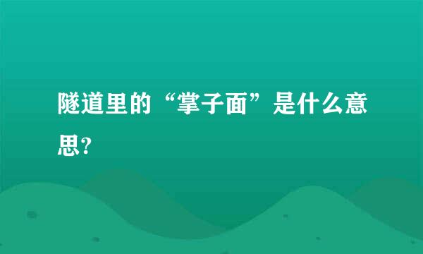 隧道里的“掌子面”是什么意思?