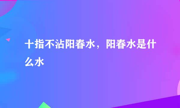 十指不沾阳春水，阳春水是什么水