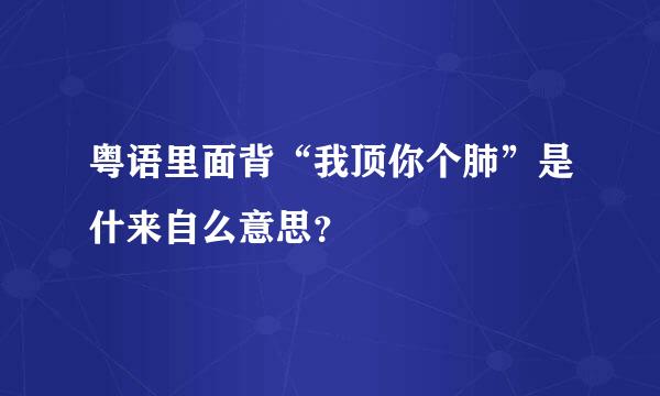 粤语里面背“我顶你个肺”是什来自么意思？