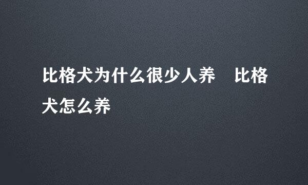 比格犬为什么很少人养 比格犬怎么养