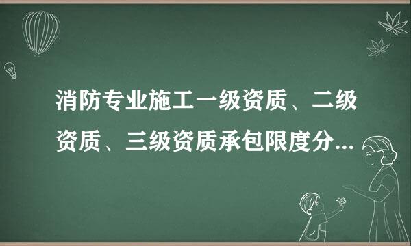 消防专业施工一级资质、二级资质、三级资质承包限度分别为多少？