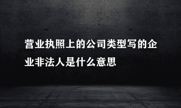 营业执照上的公司类型写的企业非法人是什么意思