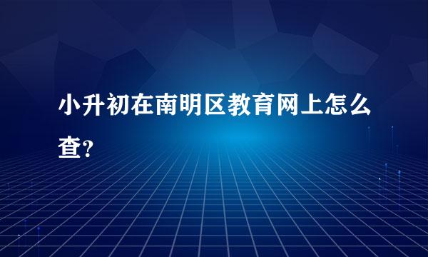 小升初在南明区教育网上怎么查？