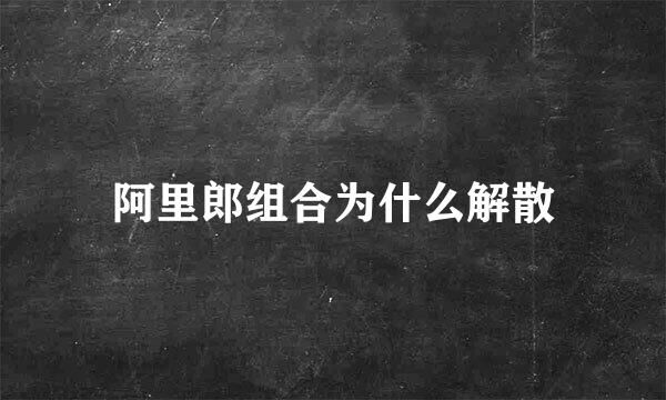 阿里郎组合为什么解散