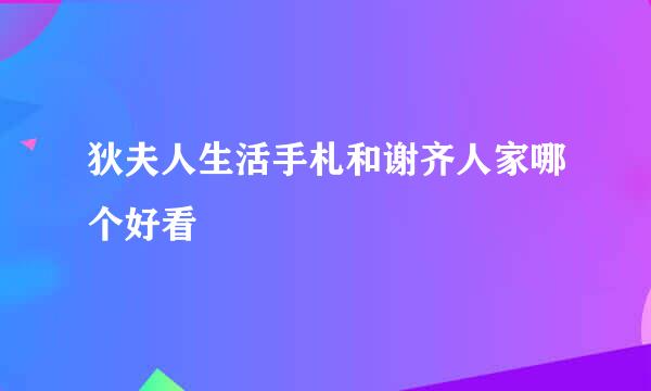 狄夫人生活手札和谢齐人家哪个好看