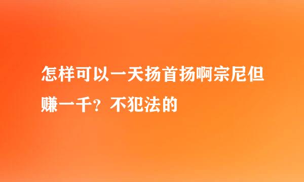 怎样可以一天扬首扬啊宗尼但赚一千？不犯法的