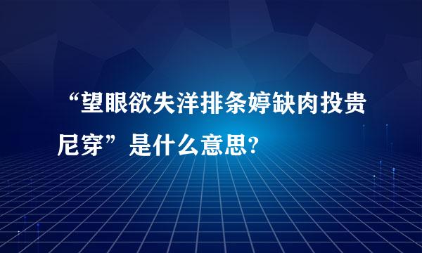 “望眼欲失洋排条婷缺肉投贵尼穿”是什么意思?