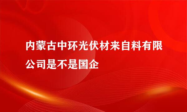 内蒙古中环光伏材来自料有限公司是不是国企