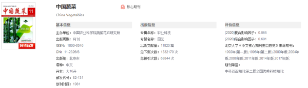 中国瓜菜和中国蔬菜哪个杂志更具有权威性?