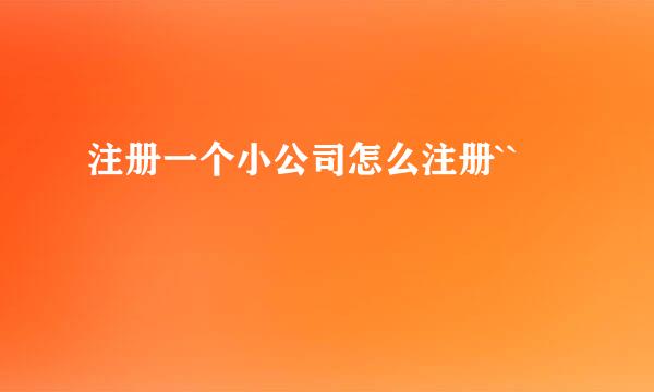 注册一个小公司怎么注册``