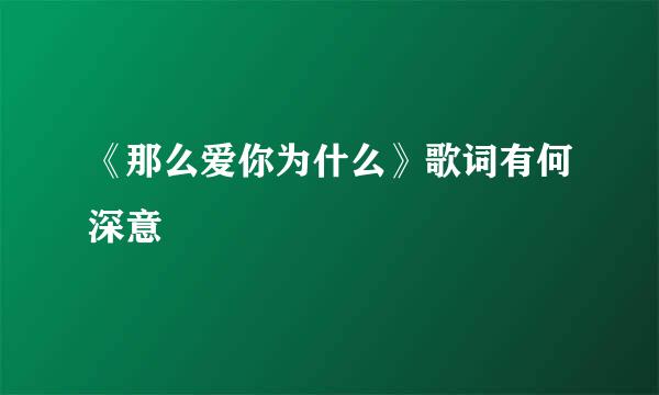 《那么爱你为什么》歌词有何深意