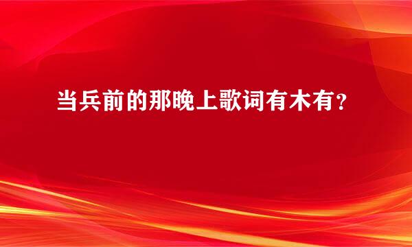 当兵前的那晚上歌词有木有？