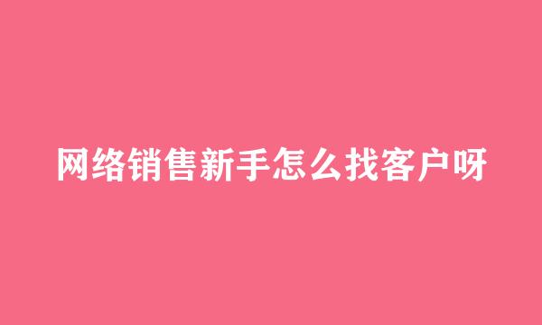 网络销售新手怎么找客户呀