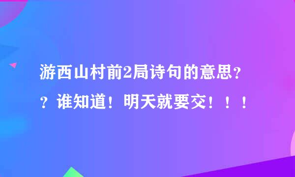 游西山村前2局诗句的意思？？谁知道！明天就要交！！！