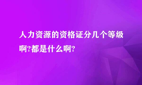 人力资源的资格证分几个等级啊?都是什么啊?