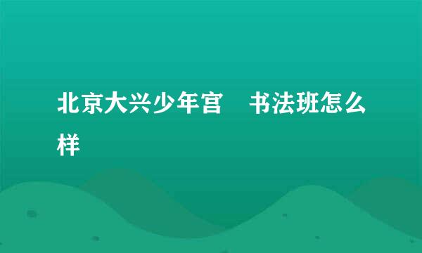 北京大兴少年宫 书法班怎么样